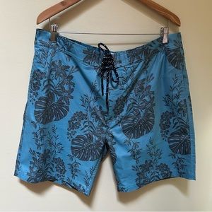 Surfside Supply ~Men’s XL Lined Board Swim Volley Shorts in Tropical ~ Blue Jay